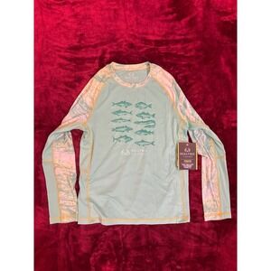 Realtree Fishing Youth Boys Large Long Sleeve Performance Shirt Aqua Camo NWT